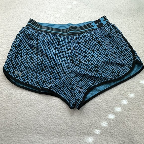Under Armour Women's Size Medium* Blue Black Running Shorts - Picture 1 of 6